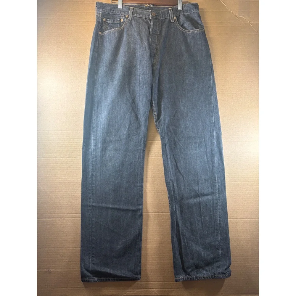 Levi's 501 XX Jeans Mens 34x31 Dark Wash Straight Leg Button Fly 100% Cotton